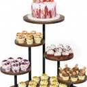 Cake Stand for Cupcake Dessert Display - 6 Tiered Corner Tray Dessert Table Stand, Cupcake Tower for 102 Cupcakes, Wood Cake and Cup Cake Stand Combo Serving Trays for Party Wedding Birthday
