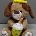 Hopearl Adorable Happy Birthday Dog with Glowing Cupcake Musical Stuffed Animal Puppy Singing and Shaking Plush Toy Interactive Animated Kids Gifts, Brown, 15''