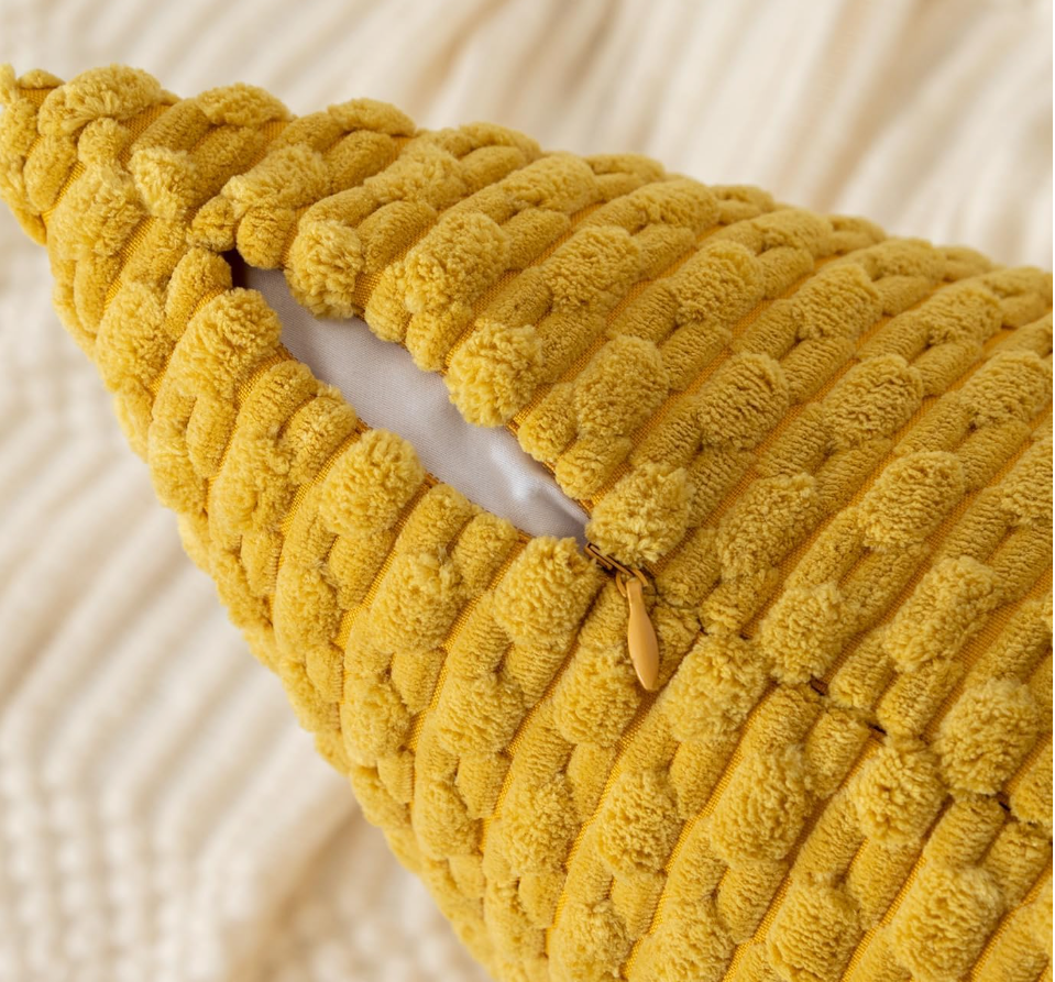 Kevin Textile 12x24 Inch Pillow Cover 1 Pack Boho Decorative Soft Striped Corduroy Lumbar Farmhouse Color Accent Rectangle Cushion Case for Living Room Couch Sofa Bed