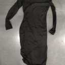 Women's Sexy Long Sleeve Bodycon Ruched Cocktail Party Midi Dresses, S