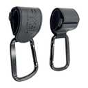 Stroller-Hooks - Adjustable Stroller Carabiner Clips, Universal Stroller Clips and Hooks for Parents and Travelers - Ideal Stroller Accessories for Shopping, Travel, and Baby Gear - Black, 2 Pack