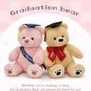 Tezituor Graduation Teddy Bear Stuffed Animals Plush, 18inch Large Stuffed Bear Plush with Graduation Hat, Cute Pink Teddy Bear Gift for Friend, Relatives, Kids