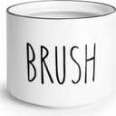 ONTUBE Ceramic Dish Brush Holder, Farmhouse Scrub Brush Holder Dishwashing Brush Stand, Soap Dispensing Kitchen Brushes Holder (White)