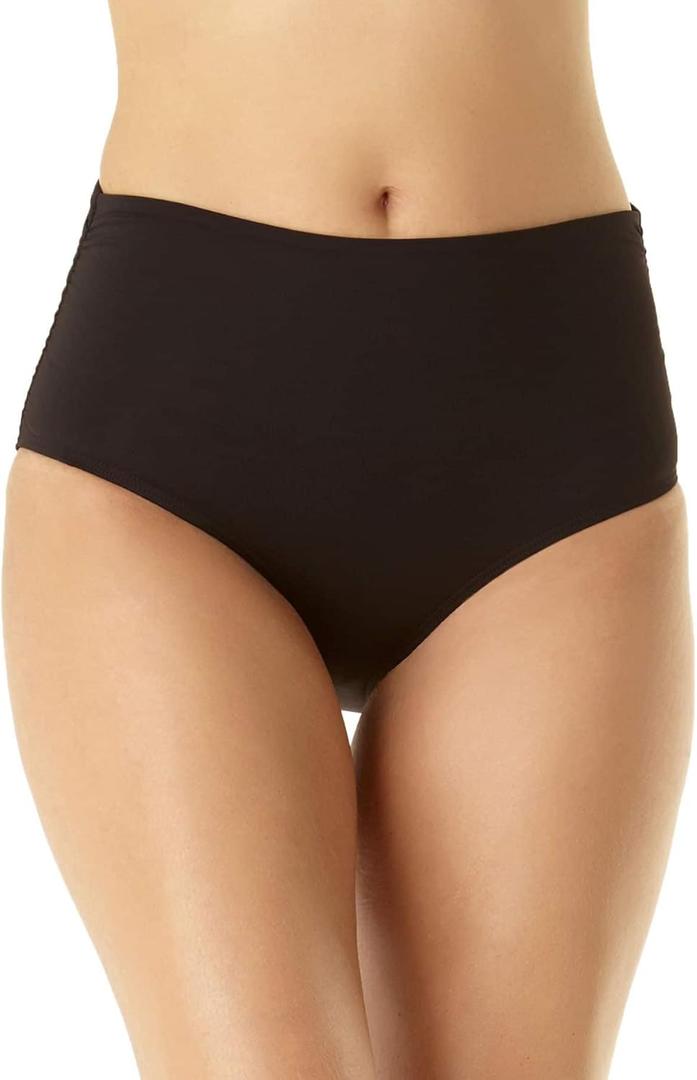 Anne Cole Convertible High Waisted Foldver Bottom (X-Small, Black)