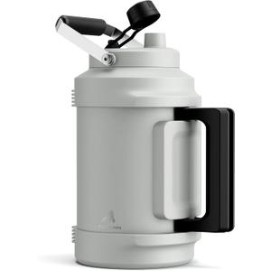 POWCAN Gallon Insulated Water Bottle: 2-in-1 Straw Spout Lid, Dual Handle, Leakproof, Keep Cold 48H, 128oz Stainless Steel Water Jug for Gym, Hydration, Fitness, Trip, Work, Home, Picnic (Frost)