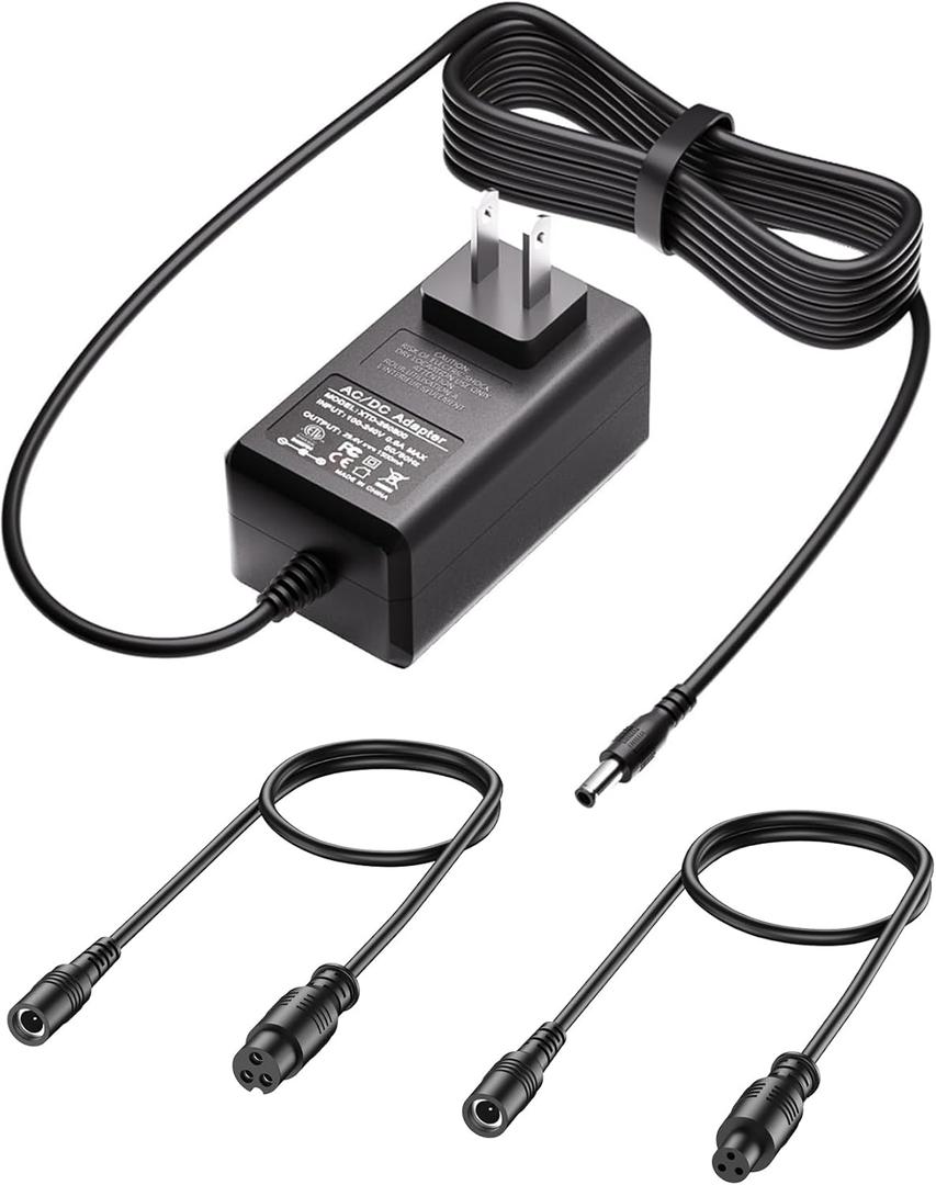VHBW 29.4V 1.5A Charger Compatible with Hover-1 Dream i-100 All-Star Superfly Ranger Astro Turbo Sypher Max Nova Chrome Origin Evolution, DC 5.52.5mm + 9mm/12mm 3-Prong Adapters, 5.9ft