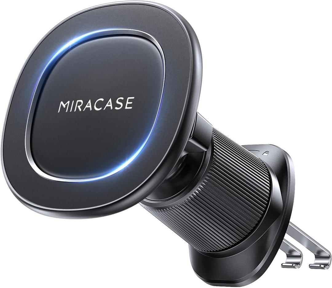 Miracase Car Phone Holder for Magsafe [Super Strong Magnets] Magnetic Phone Holders for Your Car, 360°Adjustable Air Vent Hands Free Cell Phone Mount Cradle (Matte Black, Regular)