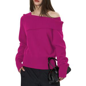 Mokayee Womens Off The Shoulder Asymmetrical Pullover Dressy Casual Sexy Trendy Sweaters, Small