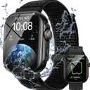 Parsonver Built-in GPS Smart Watch for Men Women with Bluetooth Calling, GPS Fitness Activity Tracker 100+ Sport Modes, Heart Rate Sleep Monitor, Waterproof Pedometer for Android & iPhone(Two Bands) (Black)