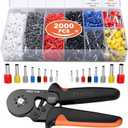 Ferrule Crimping Tool Kit with 2000PCS Wire Connectors, Preciva AWG23-7 Self-adjustable Ratchet Wire Crimping Tool Kit Crimper Plier Set