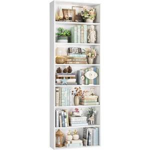 FACBOTALL 82" Tall Bookshelf, 7-Tier Open Shelves Bookcase, Freestanding Display Storage Shelves, Tall Bookcase Home Decor Furniture for Home Office, Living Room, Bedroom, White, 82.7 x 23.6 x 9.3 inches