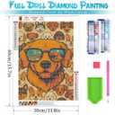 XKOIYOU 5D Diamond Painting Kits for Adults Cool Dog with Sunglasses Full Round Drill Diamond Art Kits Diamond Dots Crystal Rhinestone Crafts Home Wall Decor Gift 12x16 Inch, 11.8x15.7in