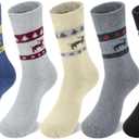 5 Pairs Mens Wool Socks Christmas Gift Box, Boot Thick Warm Crew Thermal Men Socks for Winter Exquisite Xmas Box (Mix1)