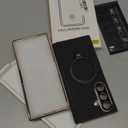 Magnetic for Samsung Galaxy Z Fold 7 Case Luxury Leather [Hinge Protection] Built-in [Screen Protector] [Fit for MagSafe] Zfold 7 Case with Kickstand & Ring Holder Black