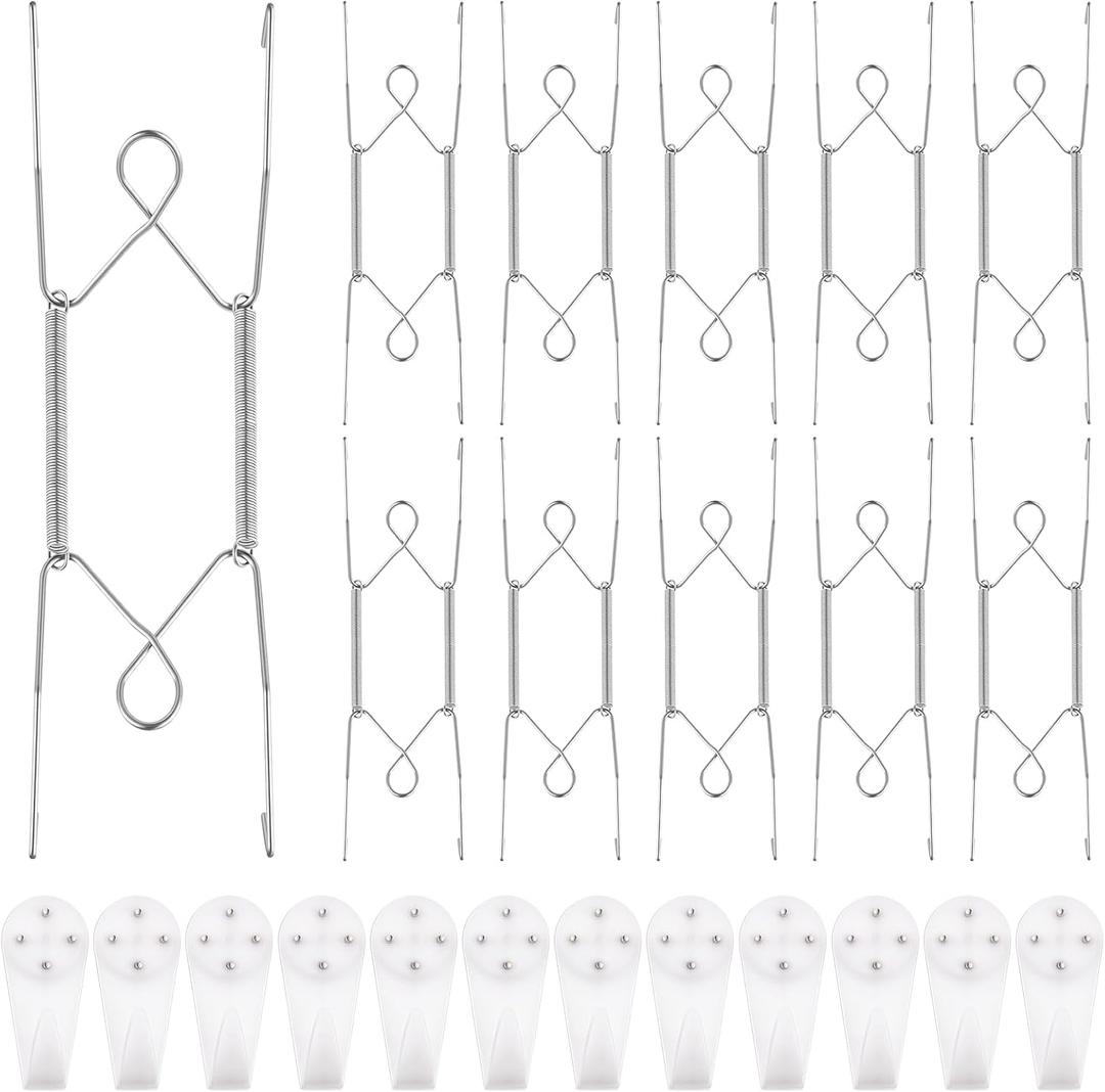 30 Pack Plate Hanger for Wall Upgraded Wall Plate Hangers with 30 Pieces Hooks Stainless Steel Wire Holders Compatible with Decorative Dishes(8 Inch)
