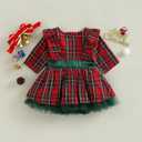 CIYCUIT Toddler Girl Christmas Dress Baby Plaid Dress with Bow Holiday Outfit (6-12 Months, A1 Red Green)