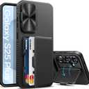 for Samsung Galaxy S25+ Plus Case Wallet, Built-in Stand & Card Holder & Camera Cover, Full Body Protective Rugged Multifunctional Wallet Kickstand Phone Cover Case for S25+ Plus 2025, Black