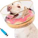 Inflatable Dog Cone Collar Soft Dog Cone Alternative After Surgery to Stop Licking for Large Medium Dogs Recovery Donut Cone Adjustable Neck Collar with Enhanced Anti-Licking Guard Shield,Donut Pink,L