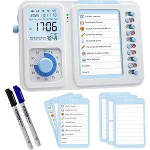 3in1 Visual Timer & ADHD Tool for Kids|Adults, Task Timer with Chore Chart Board, Visual Schedule for Kids with Autism, Daily Checklist for Home, School, Classroom, Desk