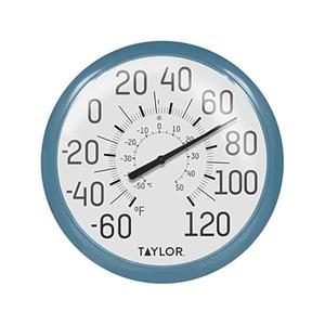 Taylor Big and Bold Wall Indoor Outdoor Thermometer, Easy to Read Numbers for Patio, Pool, and Indoor Areas 13.25 inch, Teal