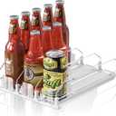 Drink Organizer for Fridge,12oz 16oz 20oz - Soda Can Dispenser for Refrigerator,Width Adjustable,Automatic Pusher Glide (White, 15"D 3ROW,Holds 15 Cans)