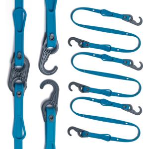 Mella Link Latch Multi-Configuration Adjustable Bungee Cords with Hooks - Flat Silicone Bungee Straps with Hooks - Expandable 8"-36" Bungee Tie Down Fastening System (3-Pack)