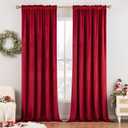 MIULEE Christmas Red Velvet Curtains Thermal Insulated Blackout Curtain Drapes for Bedroom Living Room Darkening 84 Inches Long Curtains Panels Rod Pocket Set of 2