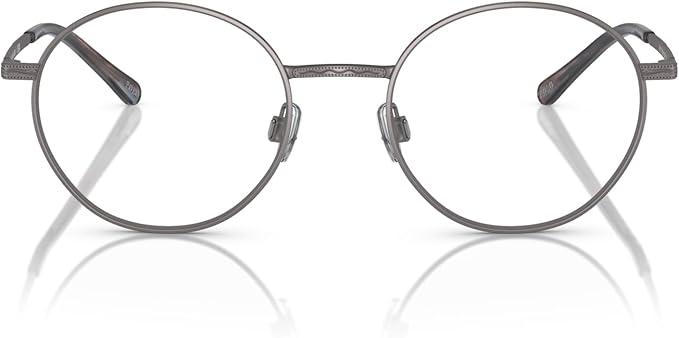 Polo Ralph Lauren Men's PH1217 Round Prescription Eyewear Frames, Semishiny Dark Gunmetal/Demo Lens, 52 mm