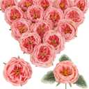16Pcs Artificial Austin Rose Peonies Flowers with Stems Look Real Pink Fake Peony Silk Flowers Head Bulks Faux Roses for DIY Wedding Centerpieces Baby Shower Party Home Floral Decor (Deep Pink)