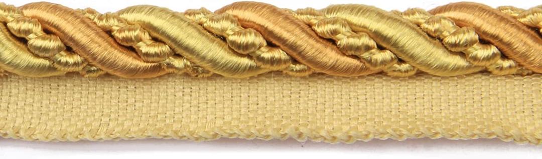 BEL AVENIR 0.43 inch 13 Yards Twisted Lip Cord Trim Basic Sewing Luxury Multicolor Handmade Crafts DIY Crafts Decoration Edge Piping Embellishments (Gold)