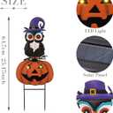 TERESA'S COLLECTIONS Metal Halloween Yard Stakes Decorations for Outdoor, Solar Jack-o-Lantern Pumpkins Garden Stakes for Halloween Party Decor, Purple Yard Sign for Lawn Patio, 27" (Large)