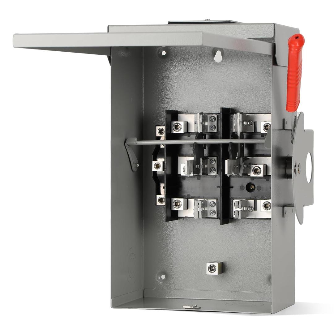 100A Generator Transfer Switch for Home Backup Power, Manual Double Throw Safety Switch 120V/240V, NEMA 3R Outdoor Enclosure, Designed for Residential Generator Use