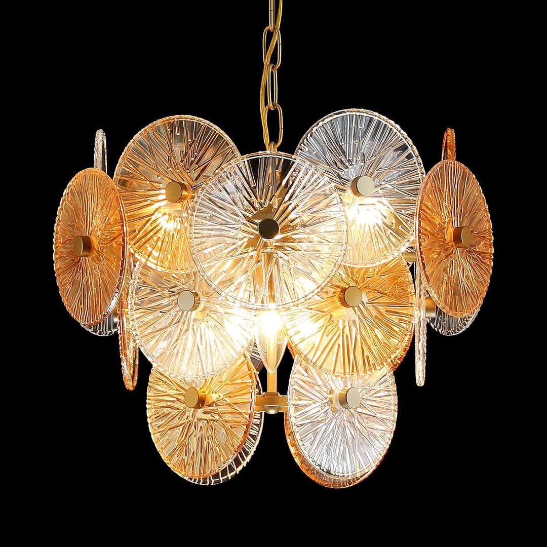 6-Light Gold Chandelier,Farmhouse Chandeliers for Dining Room Light Fixture, 6-Light D17"
