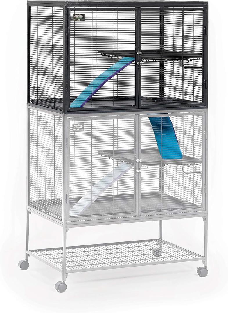 Critter Nation by MidWest Homes for Pets Add-On Unit, Small Animal Cage Extension for Rats, Chinchillas, Ferrets and Sugar Gliders, with Full-Width Doors, Ramps, Resting Shelf and Removable Base Pan (Sliver)