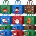 Clysee 36 Pcs Christmas Gift Bags with Handles 12.6 x 9.8 x 6.7 Inch Large Non-Woven Tote Bags Christmas Reusable Treat Bags for Gifts Wrapping Shopping Xmas Holiday Party Favors