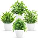 Miracliy 4 Pack Mini Fake Plants Artificial Eucalyptus Faux Plants for Home Office Farmhouse Bathroom Shelf Decor Indoor