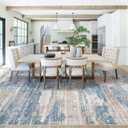 XLUEZ 8x10 Area Rugs for Living Room, Washable Modern Abstract Large Area Rug Neutral Soft Non Slip Kids Rug Stain Resistant Indoor Carpet for Bedroom Nursery Dining Room Playroom(BlueBeige)