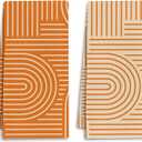 Abstract Boho Orange Kitchen Towels, Minimalist Contemporary Dish Tea Towels for Kitchen Decor, Mid Century Modern Orange Decorative Hand Towel for Bathroom, 16x24 Inches Set of 2