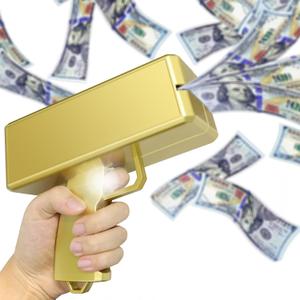 Super Money Guns Paper Playing Spary Gun Make it Rain Toy Gun, Handheld Cash Fake Bill Dispenser Shooter Toy(Metallic Gold)