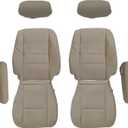 NLQR Front Driver & Passenger Side Bottom & Top Back & Armrest Cover & Headrest Cover Replacement Seat Covers Microfiber Leather Tan fit for Toyota Sequoia Tundra 2000 2001 2002 2003 2004 2005 2006