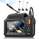 Endoscope Camera with Light, Inspection Borescope Camera with 4.3" IPS Screen, 1920P HD with 8 LED Lights, 32.8FT Semi-Rigid Cord Bore Scope, IP67 Waterproof Endoscope for Sewer, Dual Lens(Orange)