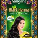 Kangana Black Henna for 100% Grey Coverage - Natural Hair Dye/Color | 6 Pouches - Total 60g (2.11 Oz)