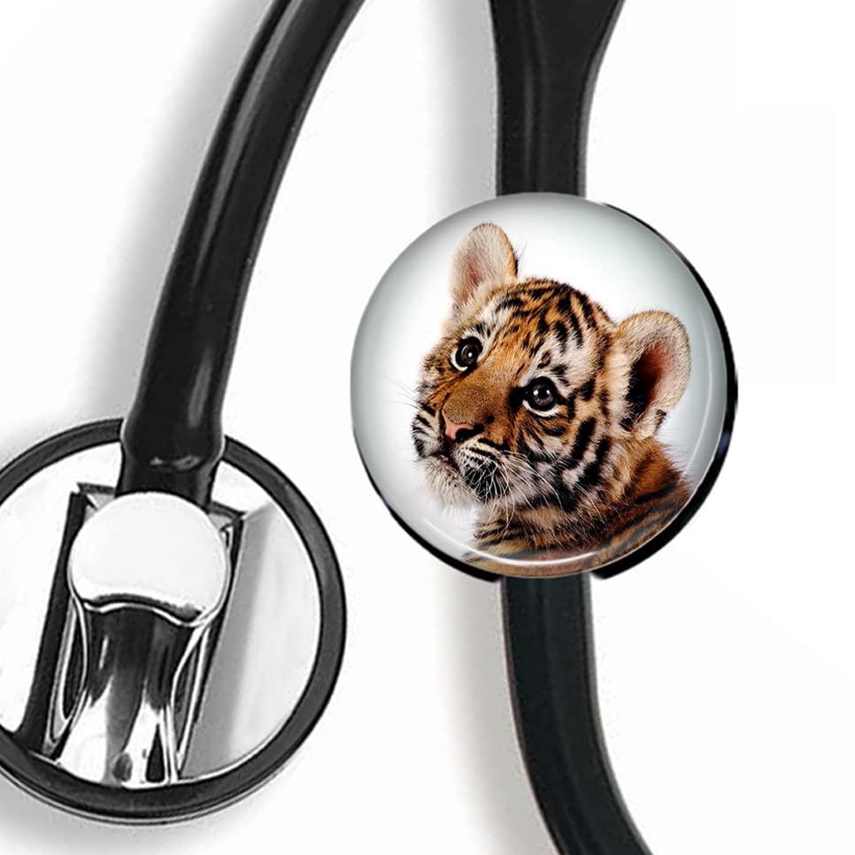 CHNLML Stethoscope Name Tag Nurse Doctor Stethoscope ID Tag Customized Steth ID Tag (Cute Tiger)