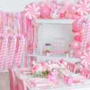 Christmas Candy Cane Balloons Decorations -25Pcs Pink Candy Foil Balloons for Sweet Candy Themed Christmas Party Decor Supplies