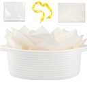 OIAHOMY Gift Basket with Handle, Small Woven Basket with Gift Bag, Ribbon and Wrap Tissue Paper, Nursery Bins Empty to Fill with Small Items, Baby, Pet Toy Organizer - White