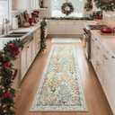 Washable Kitchen Rug Runners for Hallways: 2'6"x8' Bedroom Rug Non Slip Low Pile Stain Resistant Soft Indoor Floor Carpet Runner Rug for Entryway Hallway Kitchen Living Room Farmhouse