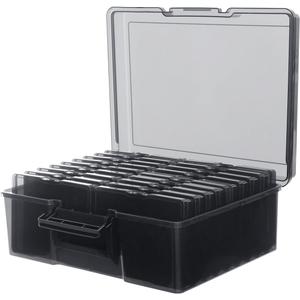 Photo Storage Box 5" x 7", 18 Inner Extra Large Photo Organizer Container, Plastic Craft Storage Box with Handle for Pictures Stickers Stamps Seeds