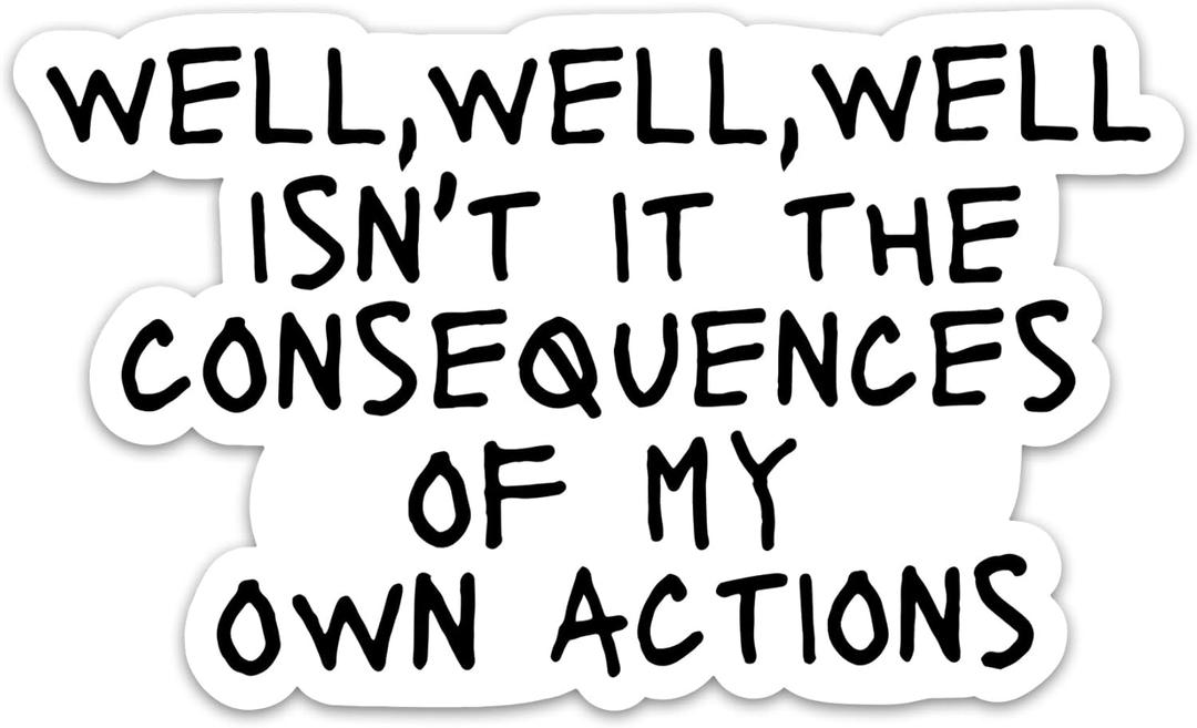 (3PCs) Isn't it The Consequences of My Own Actions Sticker, Funny Sarcastic Quotes Stickers for Adults Teen Kids Waterproof Vinyl Stickers for Water Bottle Laptop Phone Case Kindle Tablet (3 Inches)
