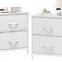 Sweetcrispy Nightstand Set of 2 with 2 Storage Drawers, 20" Height Small Bed Side Furniture End Table, Wooden Top Fabric Cabinet Kids Mini Dresser for Bedroom, Closet, Entryway, College Dorm, 11.8"D x 18"W x 20"H , 2 Pack