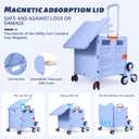 Foldable Utility Cart Collapsible Portable Crate Rolling Carts with Stair Climbing Wheels Tote Basket with Magnetic Lid Telescopic Cover Wear-Resistant 360Rotate Wheel Noiseless for Shopping Office
